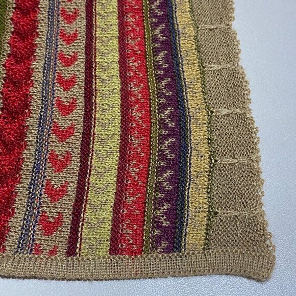 MFH Knits Women Baby Alpaca Silk Scarf 10" X 39" Knit Stripes Bohemian Y2K Retro - Picture 3 of 9